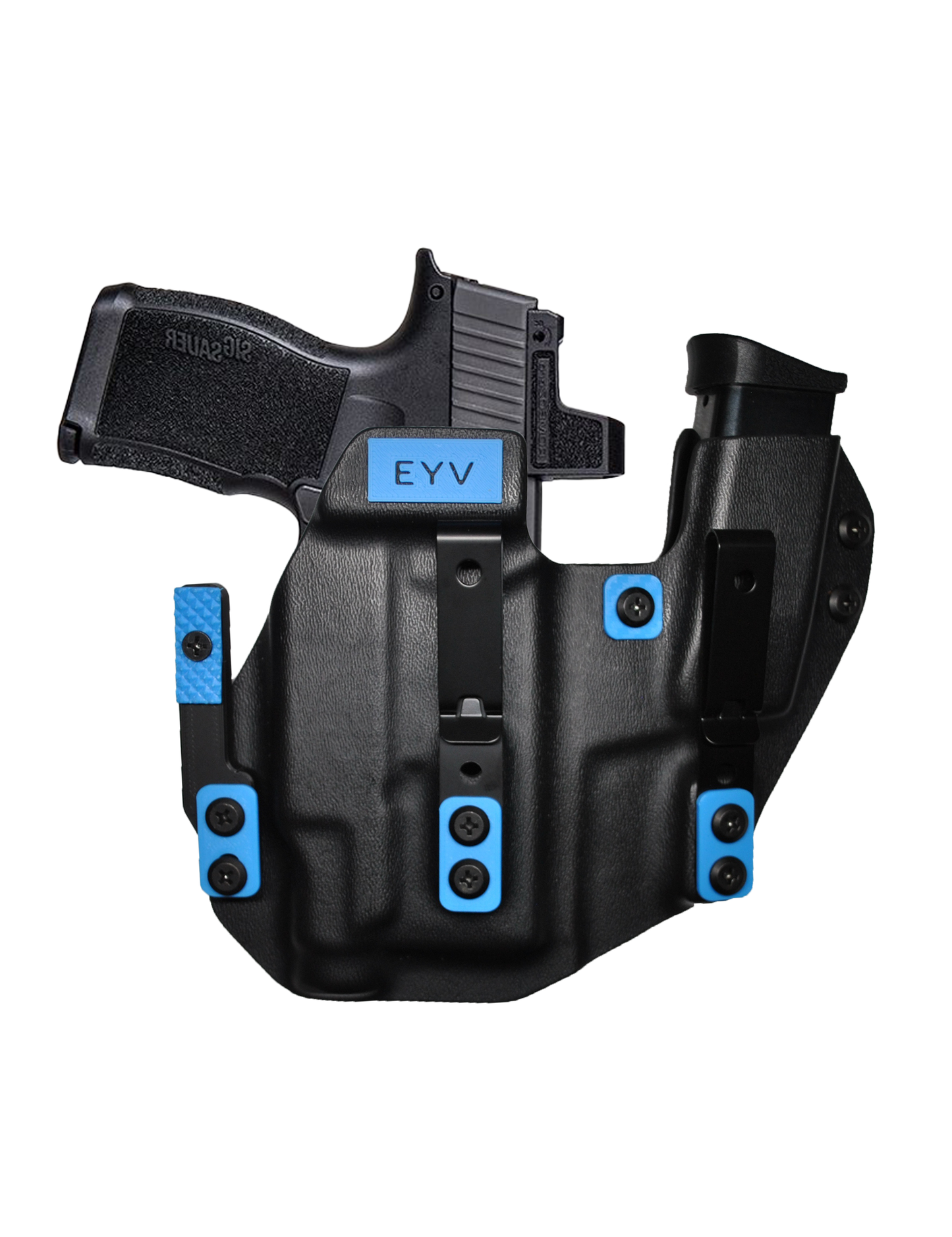 IWB Sidecar Gun Holster for Concealed Carry - Sig P365/P365X With TLR6 Light | Handmade Kydex Pistol Holsters w/Custom Claw Kit | EYV Holsters