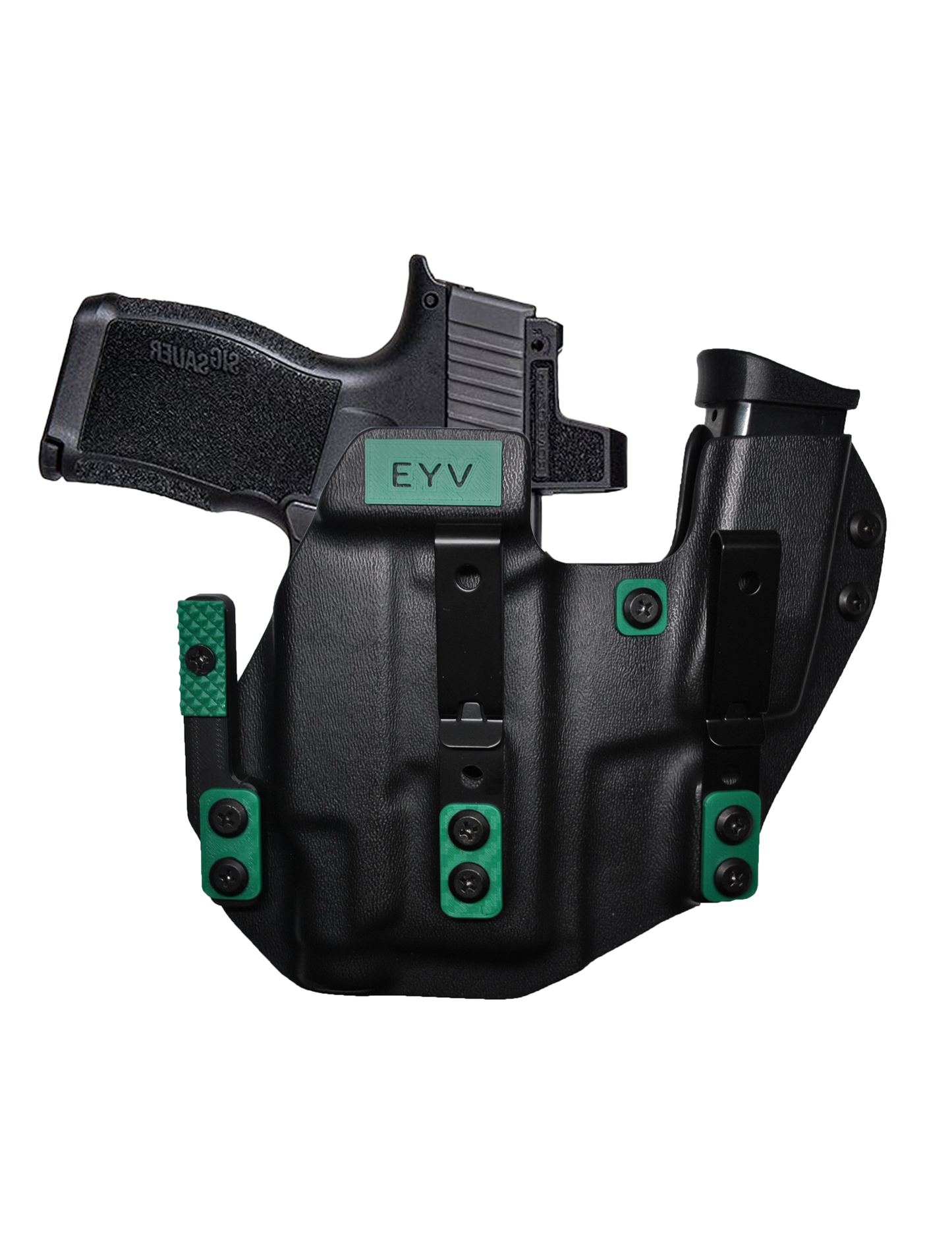 IWB Sidecar Gun Holster for Concealed Carry - Sig P365/P365X With TLR6 Light | Handmade Kydex Pistol Holsters w/Custom Claw Kit | EYV Holsters