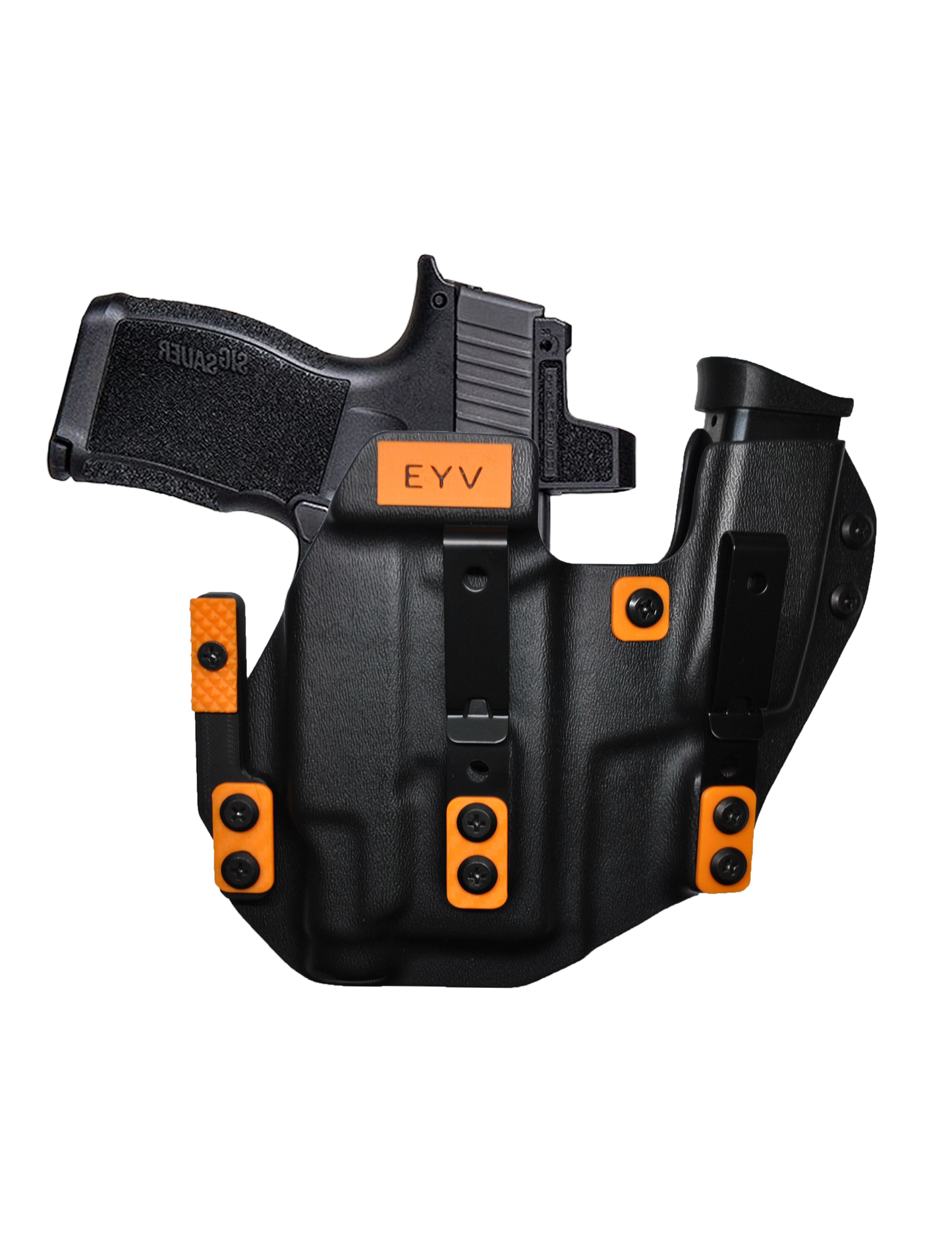 IWB Sidecar Gun Holster for Concealed Carry - Sig P365/P365X With TLR6 Light | Handmade Kydex Pistol Holsters w/Custom Claw Kit | EYV Holsters