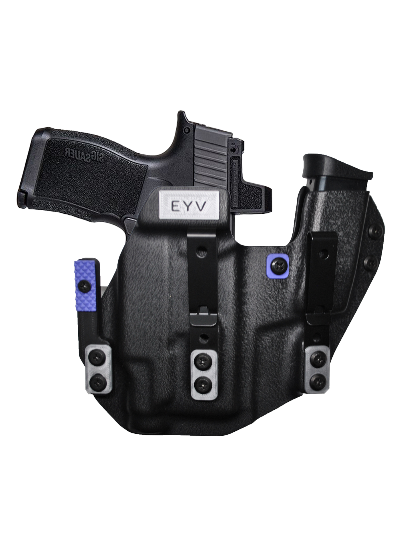 IWB Sidecar Gun Holster for Concealed Carry - Sig P365/P365X With TLR6 Light | Handmade Kydex Pistol Holsters w/Custom Claw Kit | EYV Holsters