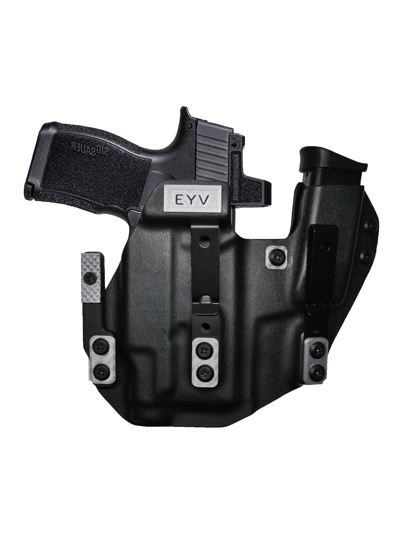 IWB Sidecar Gun Holster for Concealed Carry - Sig P365/P365X With TLR6 Light | Handmade Kydex Pistol Holsters w/Custom Claw Kit | EYV Holsters