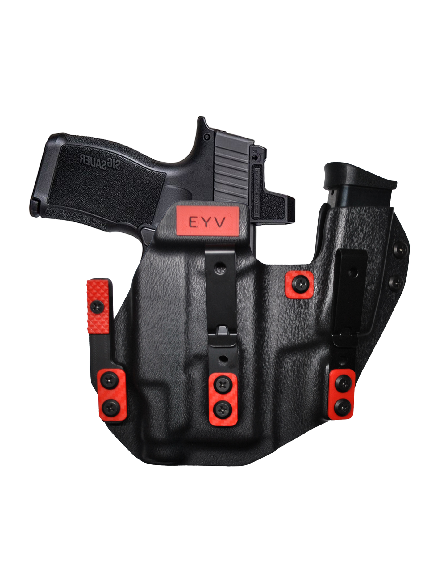 IWB Sidecar Gun Holster for Concealed Carry - Sig P365/P365X With TLR6 Light | Handmade Kydex Pistol Holsters w/Custom Claw Kit | EYV Holsters