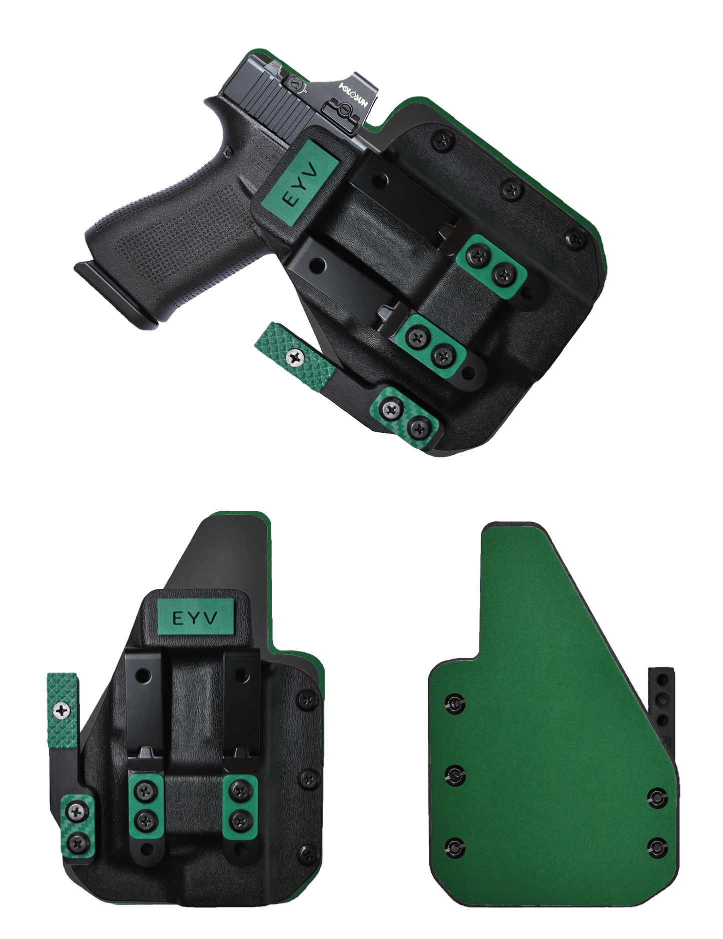 IWB Gun Holster for Concealed Carry - Glock 48 | Handmade Hybrid Leather Kydex Pistol Holsters w/Custom Claw Kit | EYV Holsters