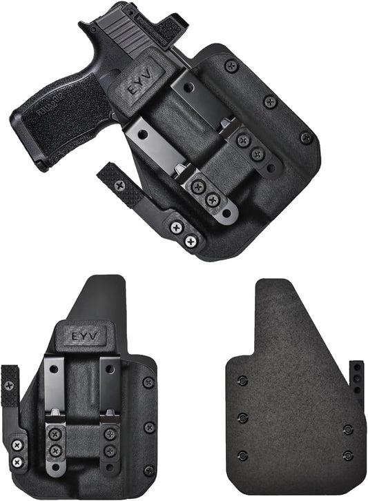 IWB Gun Holster for Concealed Carry - RUGER 57 | Handmade Hybrid Leather Kydex Pistol Holsters w/Custom Claw Kit | EYV Holsters