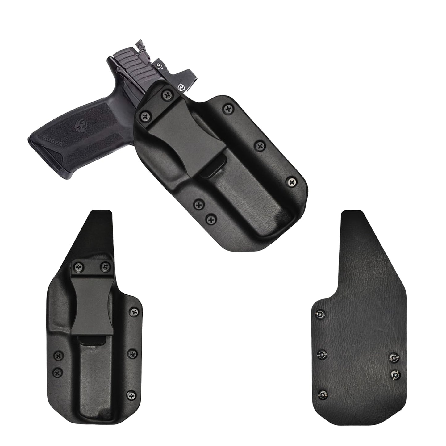 IWB Gun Holster for Concealed Carry - For RUGER 57 | Handmade Hybrid Leather Kydex Pistol Holsters for Concealed Carry | EYV Holsters