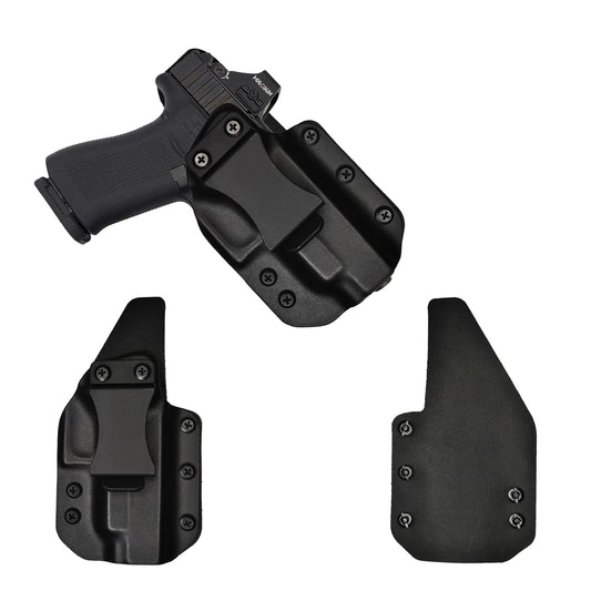 IWB Gun Holster for Concealed Carry - Glock 48/43/43X/MOS | Handmade Hybrid Leather Kydex Pistol Holsters for Concealed Carry | EYV Holsters