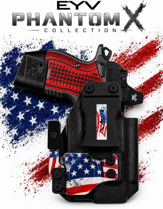 IWB Gun Holster - Fits the Kimber CDS9 - OLight BALDR Mini | Handmade Kydex Holster | EYV Holsters | PhantomX America Edition