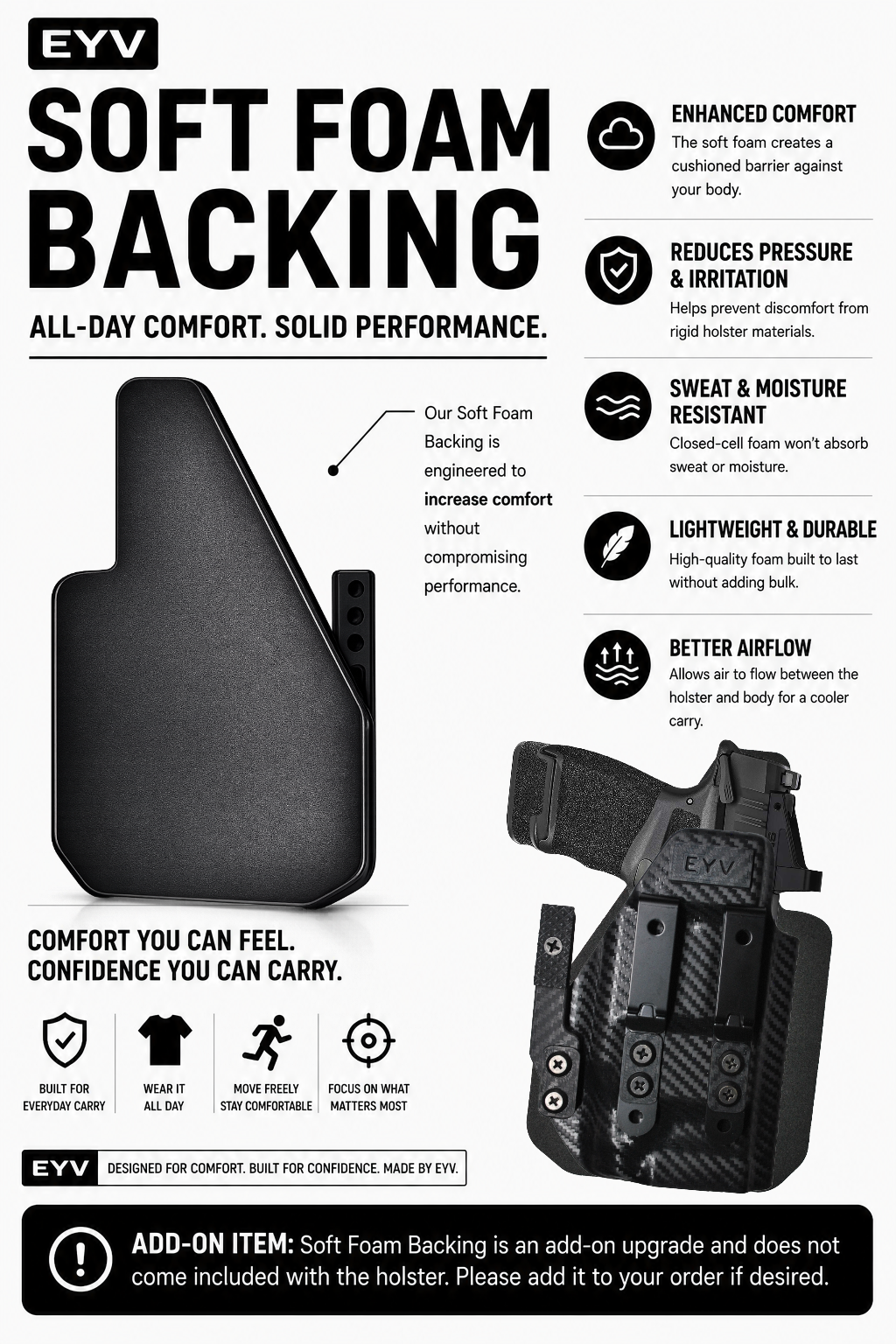IWB Gun Holster for Concealed Carry - CZ Shadow 2 Compact | Handmade Kydex Pistol Holsters w/Custom Claw Kit | EYV Holsters