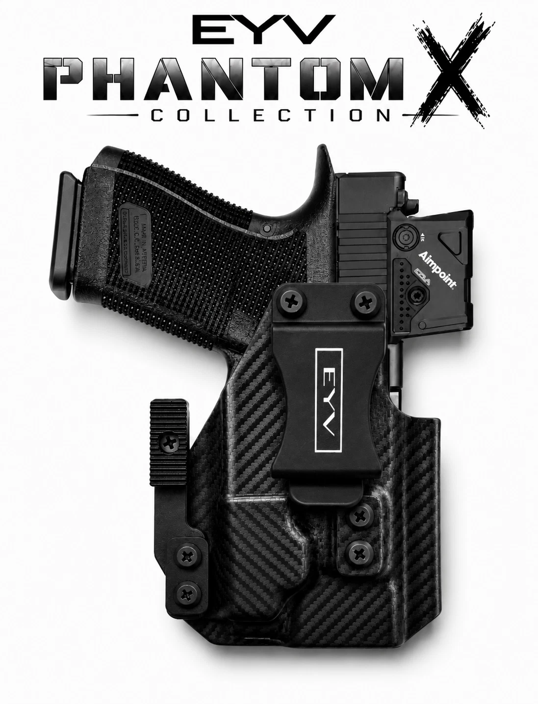 IWB Gun Holster - Fits the Glock 21 - TLR1 Light | Handmade Kydex Holster | EYV Holsters | PhantomX Collection