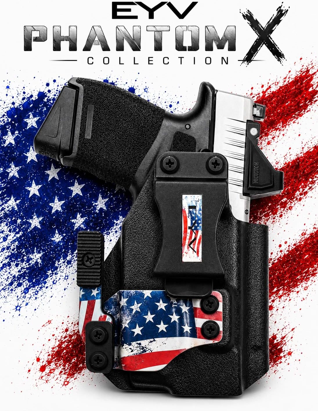 IWB Gun Holster - Fits the SA Hellcat RDP - PL Mini 2 Light | Handmade Kydex Holster | EYV Holsters | PhantomX America Edition