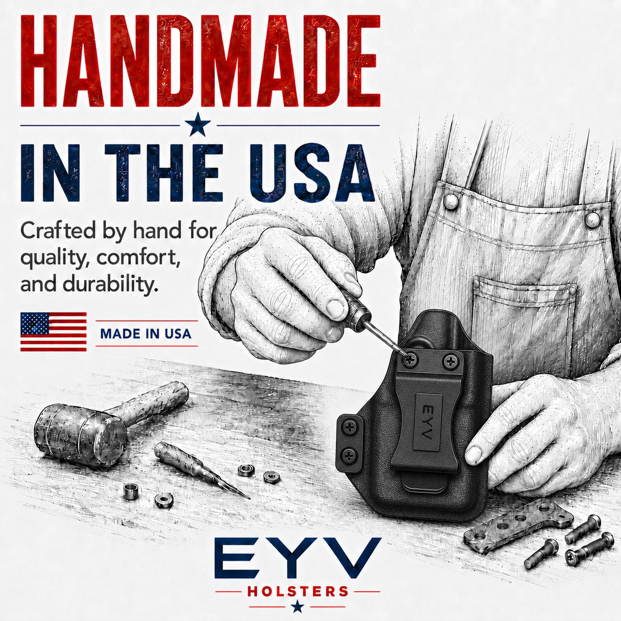 IWB Gun Holster for Concealed Carry - Kimber Pepper Blaster 3 | Handmade Kydex Pistol Holster | EYV Holsters