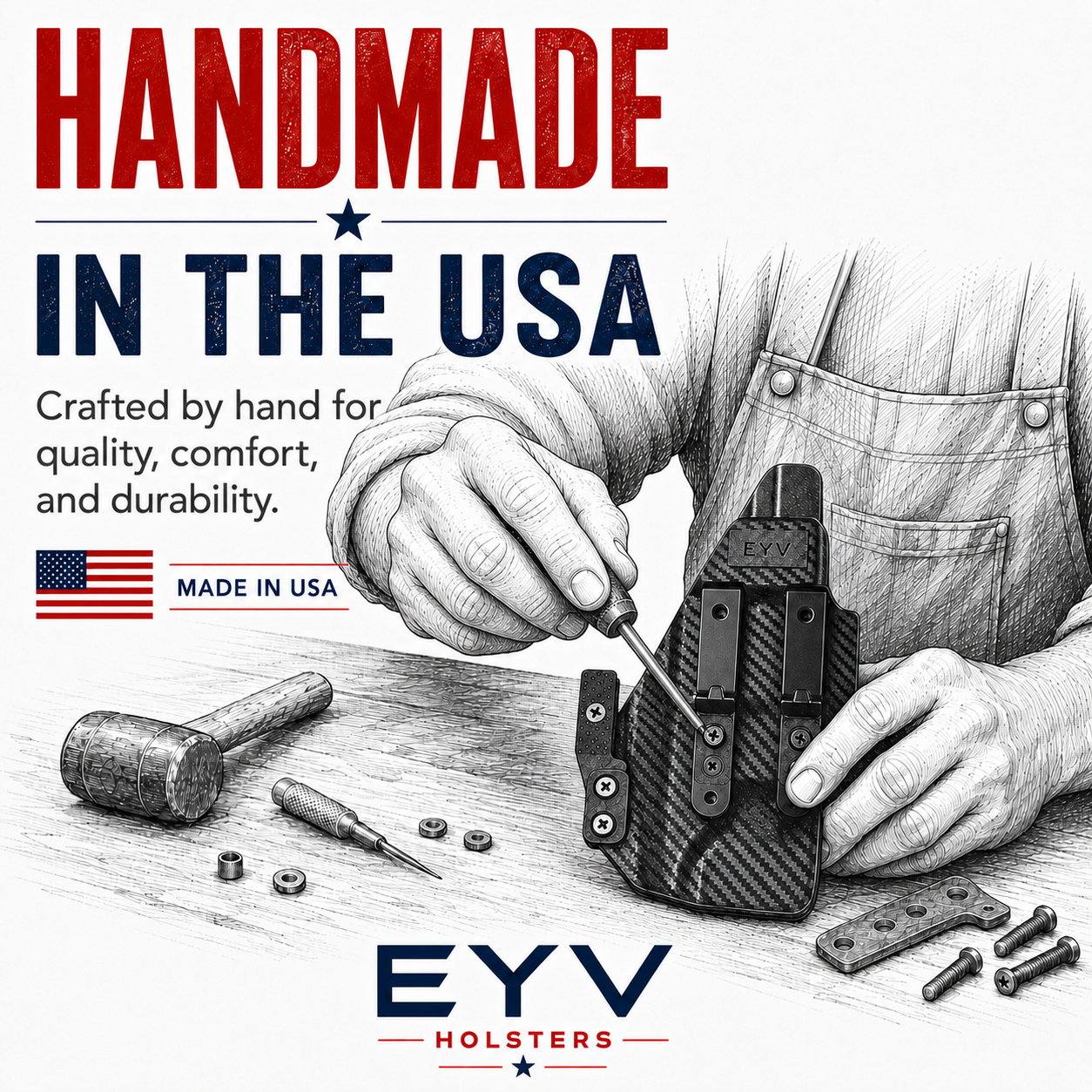 IWB Gun Holster for Concealed Carry - S&W M&P Shield/Shield Plus 9/40 | Handmade Kydex Pistol Holsters w/Custom Claw Kit | EYV Holsters