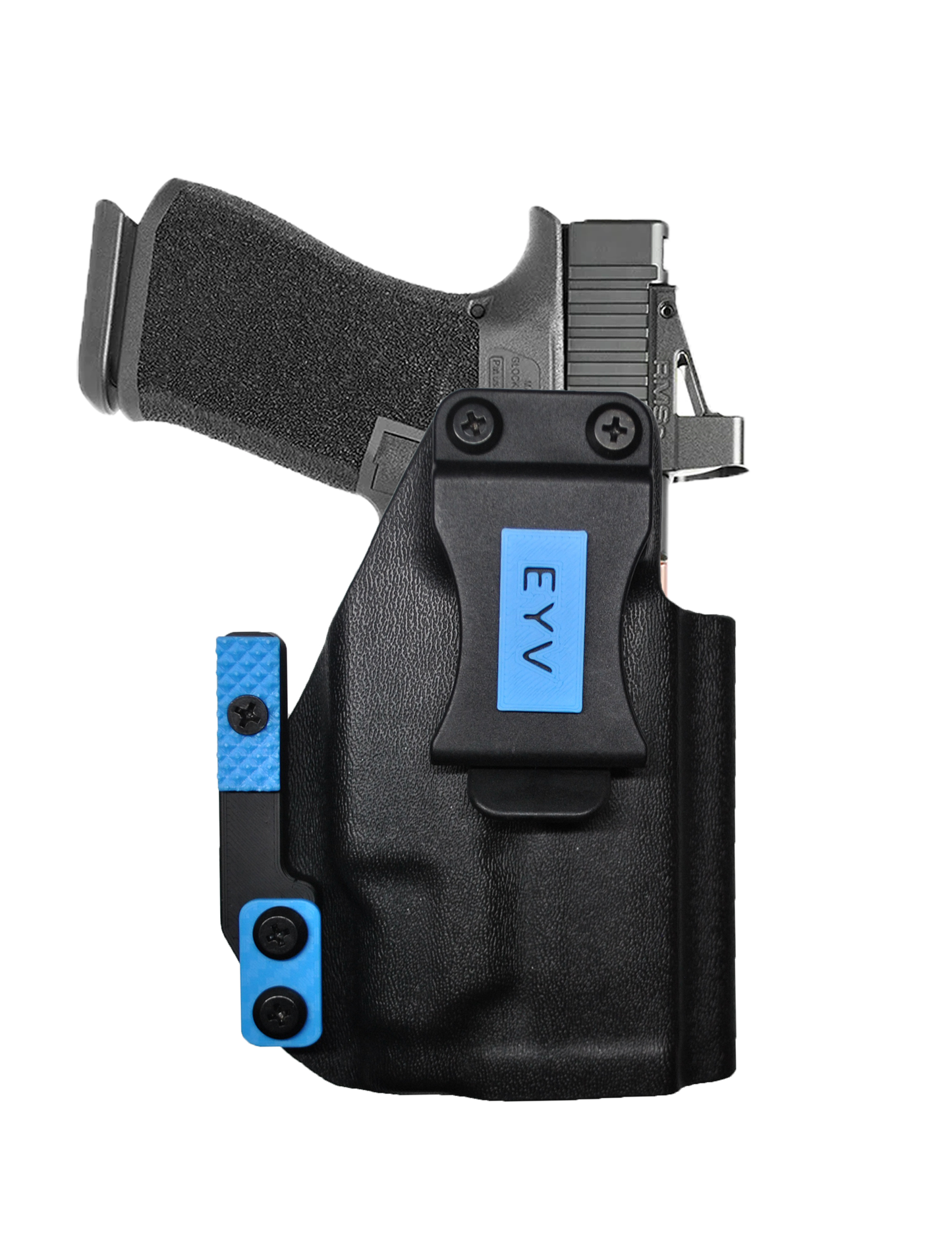 IWB Gun Holster for Concealed Carry - Glock 19/19X - TLR7 Light | Handmade Kydex Pistol Holsters w/Custom Claw Kit & Colored Accessory Options | EYV Holsters