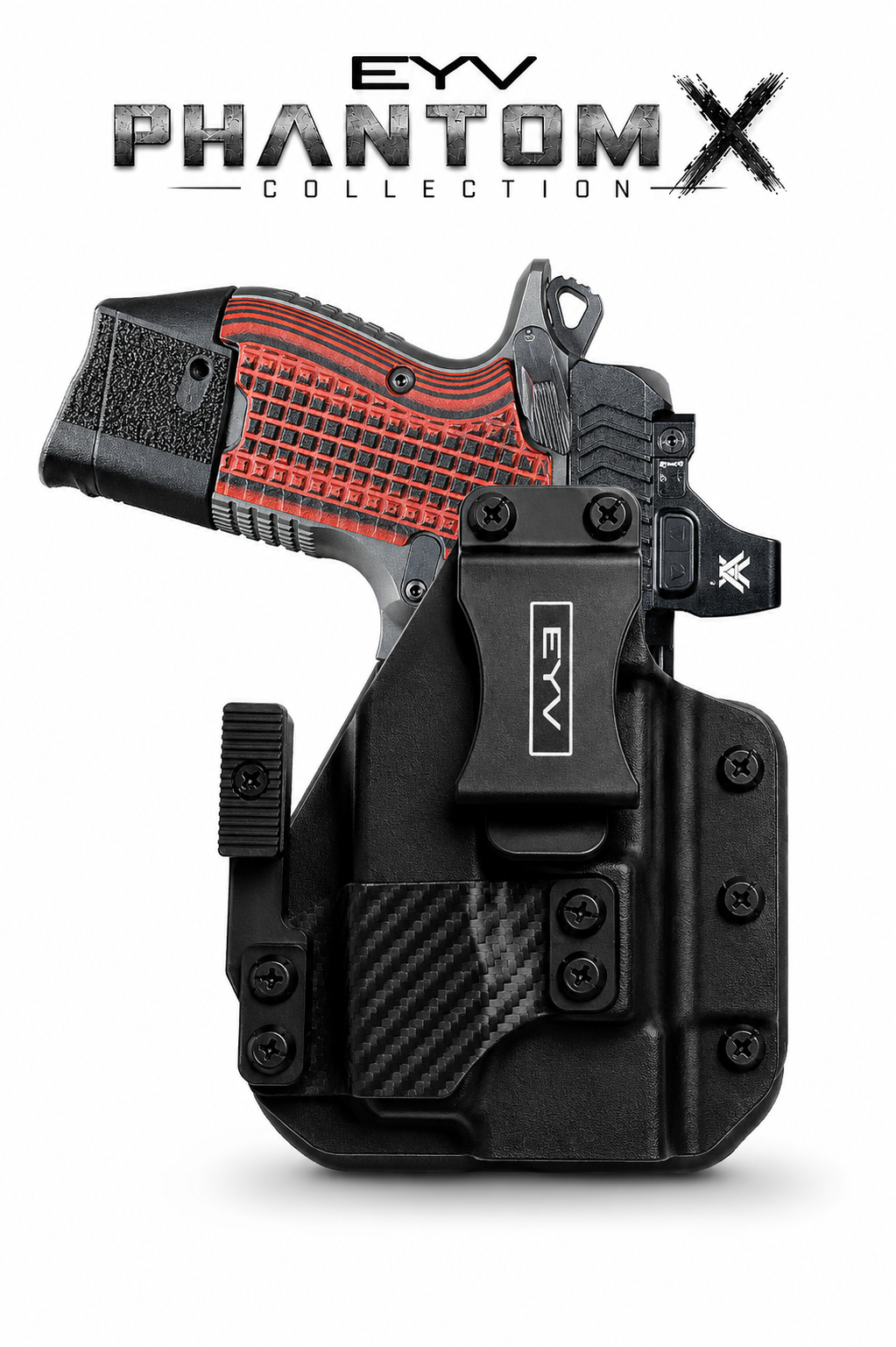 IWB Gun Holster - Fits the Kimber CDS9 - XSC Light | Handmade Hybrid Leather Kydex Pistol Holsters w/Custom Claw Kit | EYV Holsters | PhantomX Collection