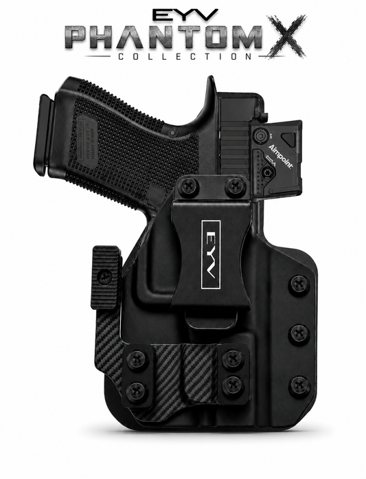IWB Gun Holster - Fits the CZ P10C | Handmade Hybrid Leather Kydex Pistol Holsters w/Custom Claw Kit | EYV Holsters | PhantomX Collection