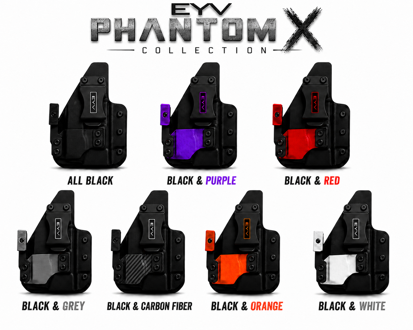 IWB Gun Holster - Fits the Hellcat PRO - TLR7 SUB Light | Handmade Hybrid Leather Kydex Pistol Holsters w/Custom Claw Kit | EYV Holsters | PhantomX Collection