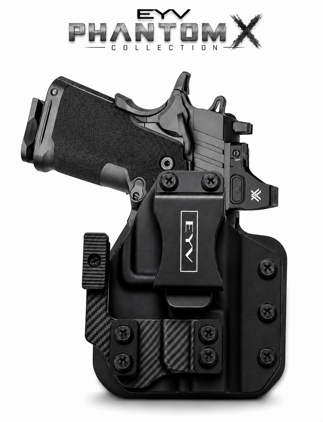 IWB Gun Holster - Fits the SA Hellcat PRO/RDP | Handmade Hybrid Leather Kydex Pistol Holsters w/Custom Claw Kit | EYV Holsters | PhantomX Collection