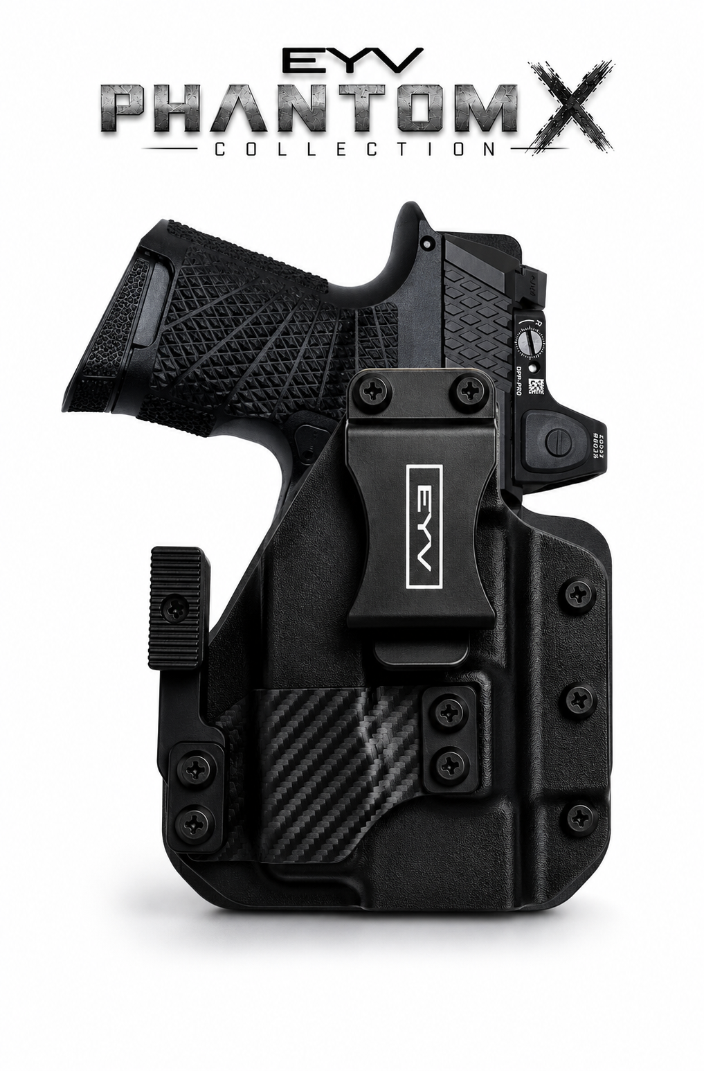 IWB Gun Holster - Fits the SIG P365 X Macro - TLR7 SUB Light | Handmade Hybrid Leather Kydex Pistol Holsters w/Custom Claw Kit | EYV Holsters | PhantomX Collection