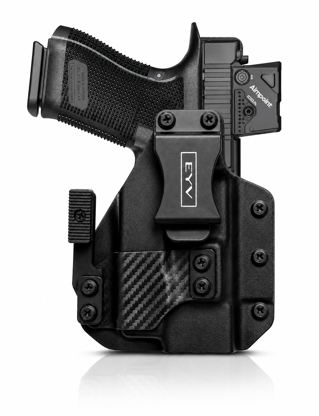IWB Gun Holster - Fits the Glock 19/45 - Olight PLX Light | Handmade Hybrid Leather Kydex Pistol Holsters w/Custom Claw Kit | EYV Holsters | PhantomX Collection