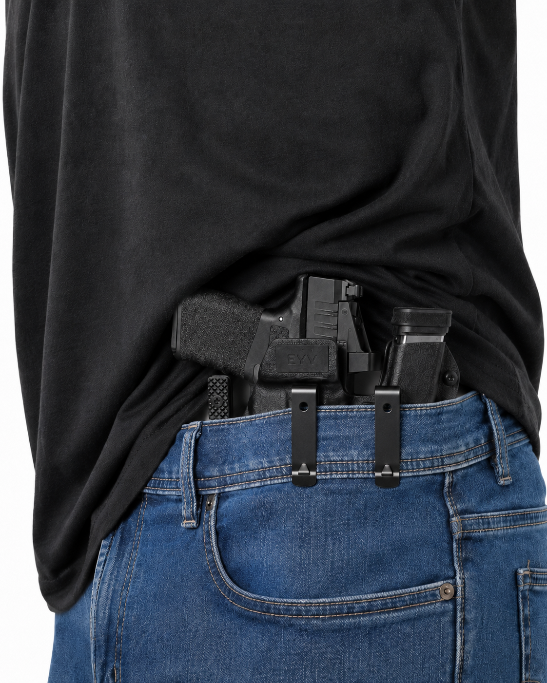 IWB Sidecar Gun Holster for Concealed Carry - Hellcat 3.3"/OSP -Baldr Mini Light | Handmade Kydex Pistol Holsters w/Custom Claw Kit | EYV Holsters