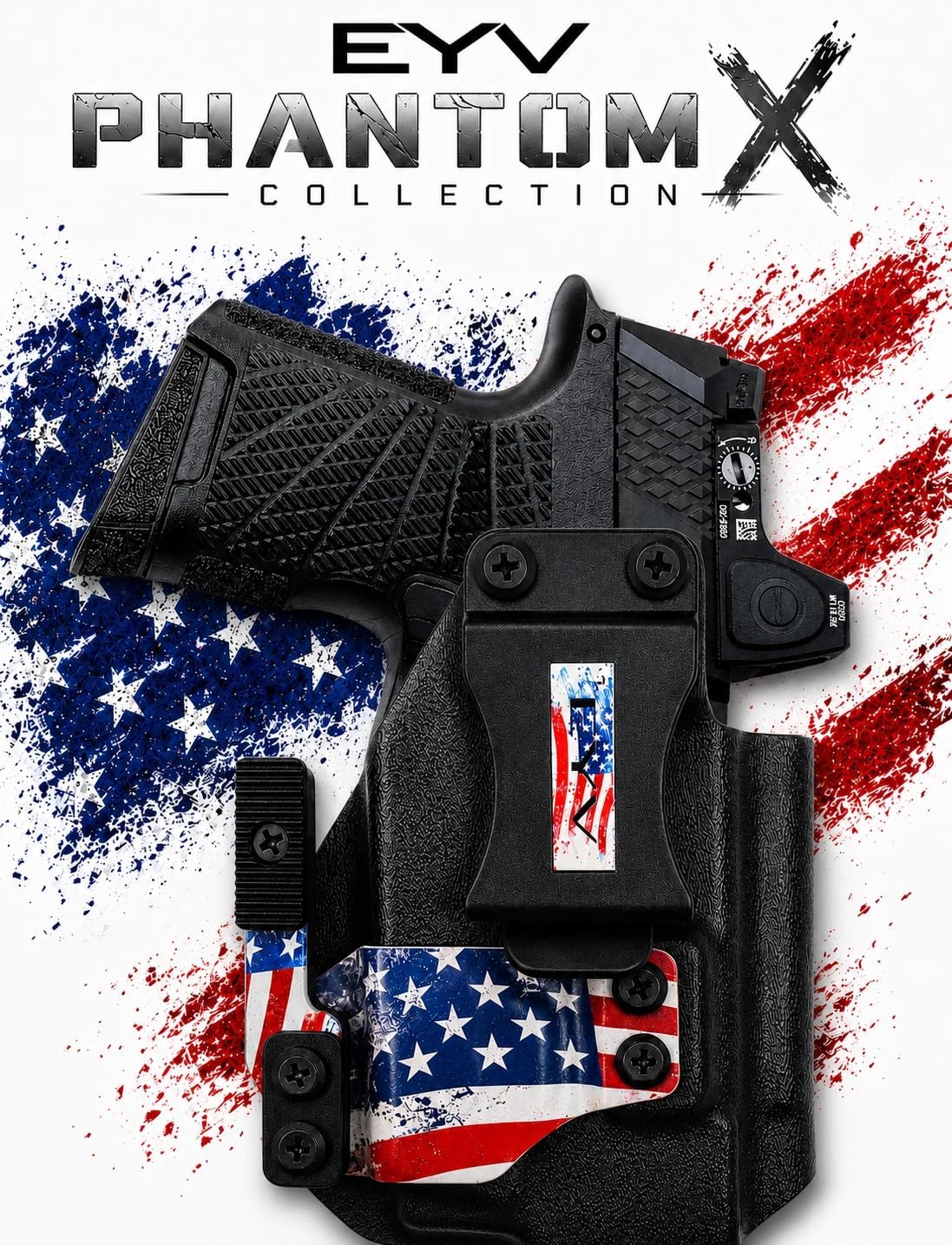 IWB Gun Holster - Fits the SIG P365 - Surefire XSC Light | Handmade Kydex Holster | EYV Holsters | PhantomX America Edition