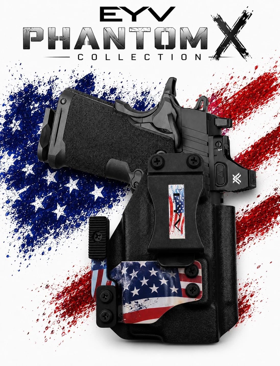 IWB Gun Holster - Fits the SA Prodigy 3.5 - TLR7 HLX Light | Handmade Kydex Holster | EYV Holsters | PhantomX America Edition
